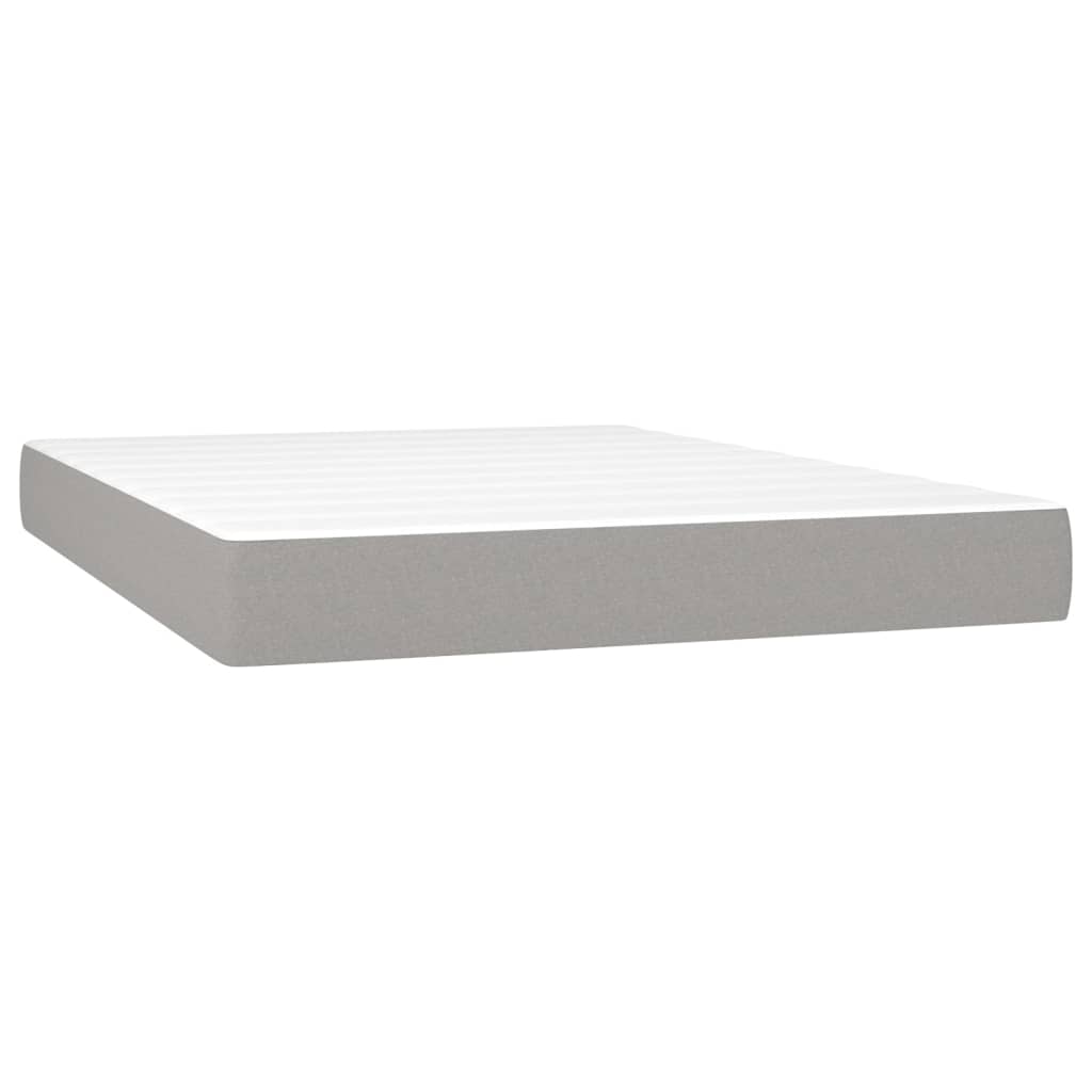 vidaXL Κρεβάτι Boxspring με Στρώμα Ανοιχτό Γκρι 140x200 εκ. Υφασμάτινο