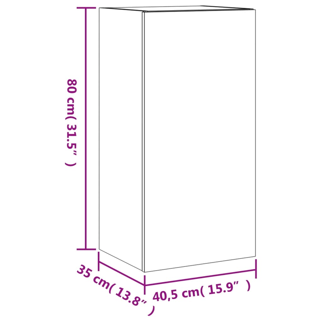 vidaXL Έπιπλο Τοίχου Τηλεόρασης με LED Μαύρο 40,5x35x80 εκ.