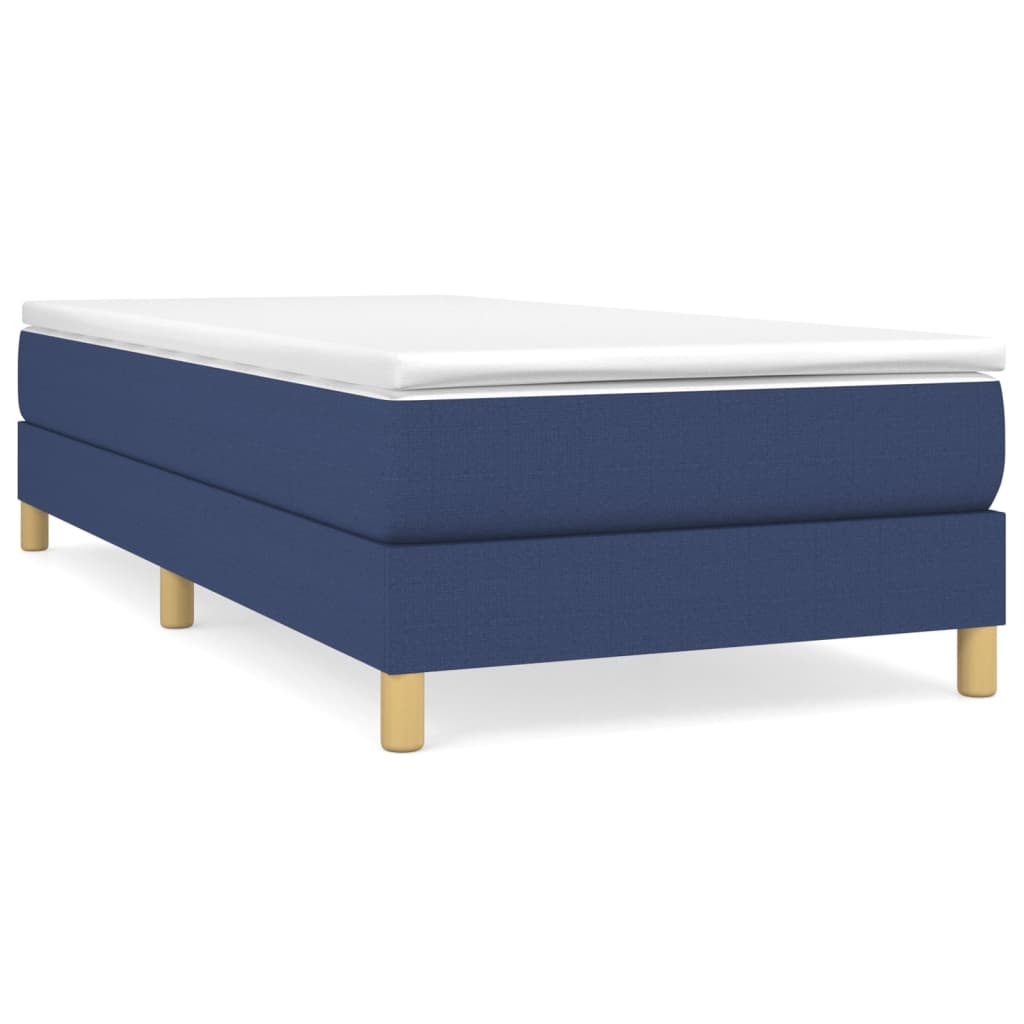 vidaXL Κρεβάτι Boxspring με Στρώμα Μπλε 90x200 εκ.Υφασμάτινο