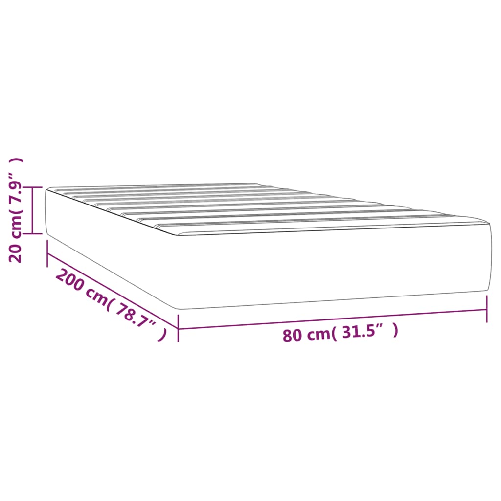 vidaXL Στρώμα με Pocket Springs Ανοιχτό Γκρι 80x200x20 εκ. Βελούδινο