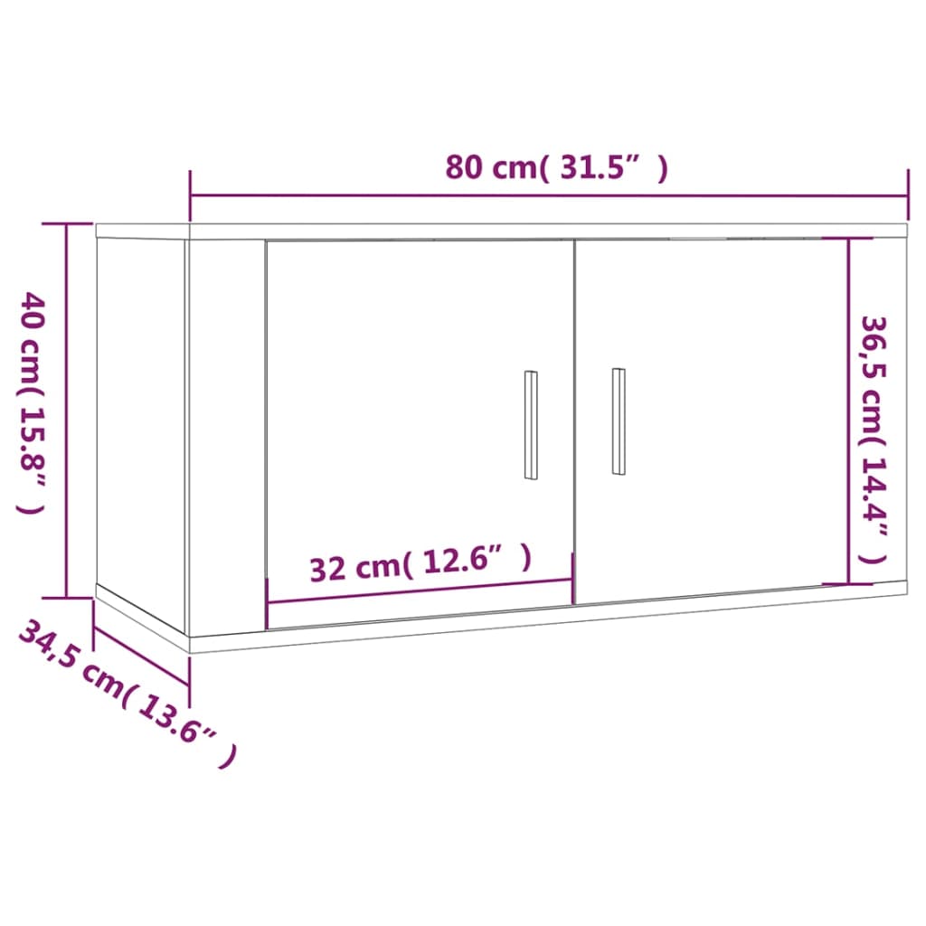 vidaXL Έπιπλα Τηλεόρασης Επιτοίχια 2 τεμ. Γκρι Sonoma 80x34,5x40 εκ.