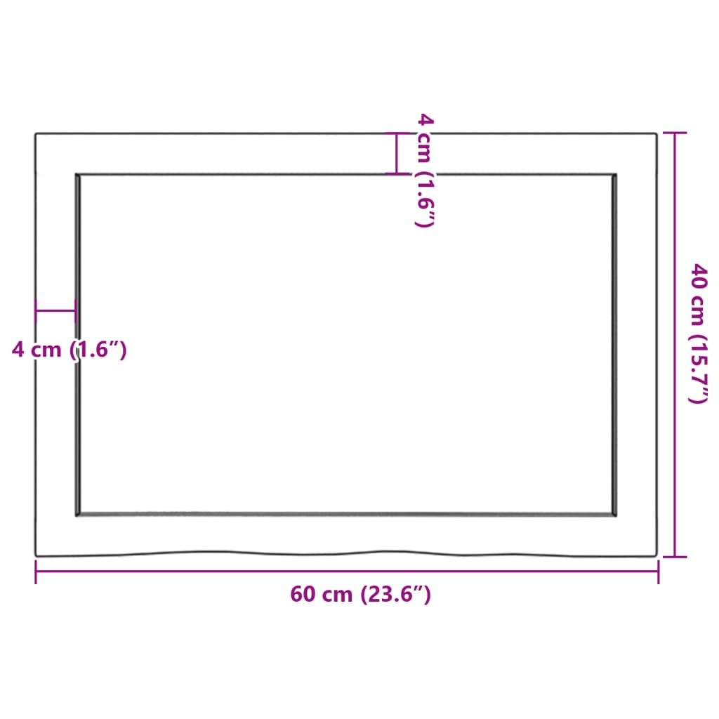 vidaXL Πάγκος Μπάνιου Σκούρο Καφέ 60x40x(2-4) εκ. Επεξ. Μασίφ Ξύλο