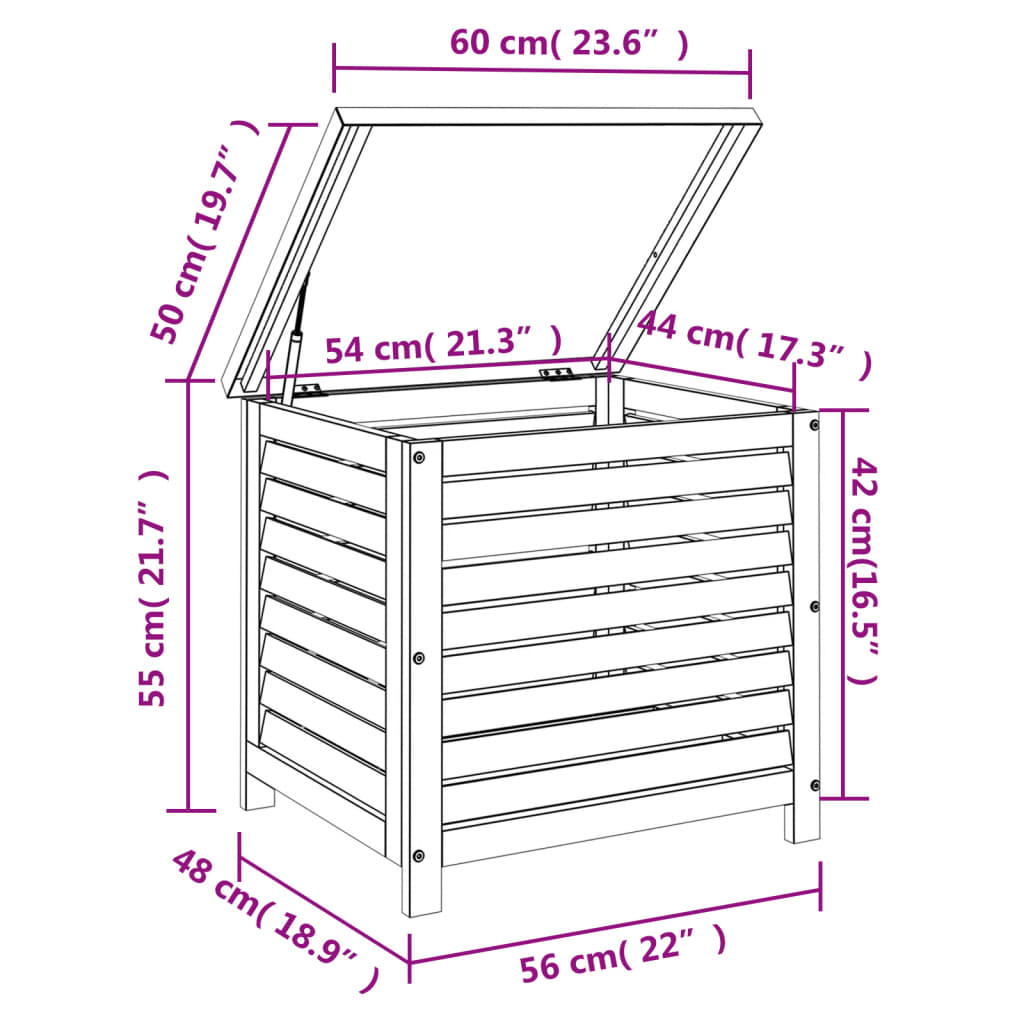 vidaXL Μπαούλο Αποθήκευσης Κήπου 60x50x55 εκ. από Μασίφ Ξύλο Ακακίας