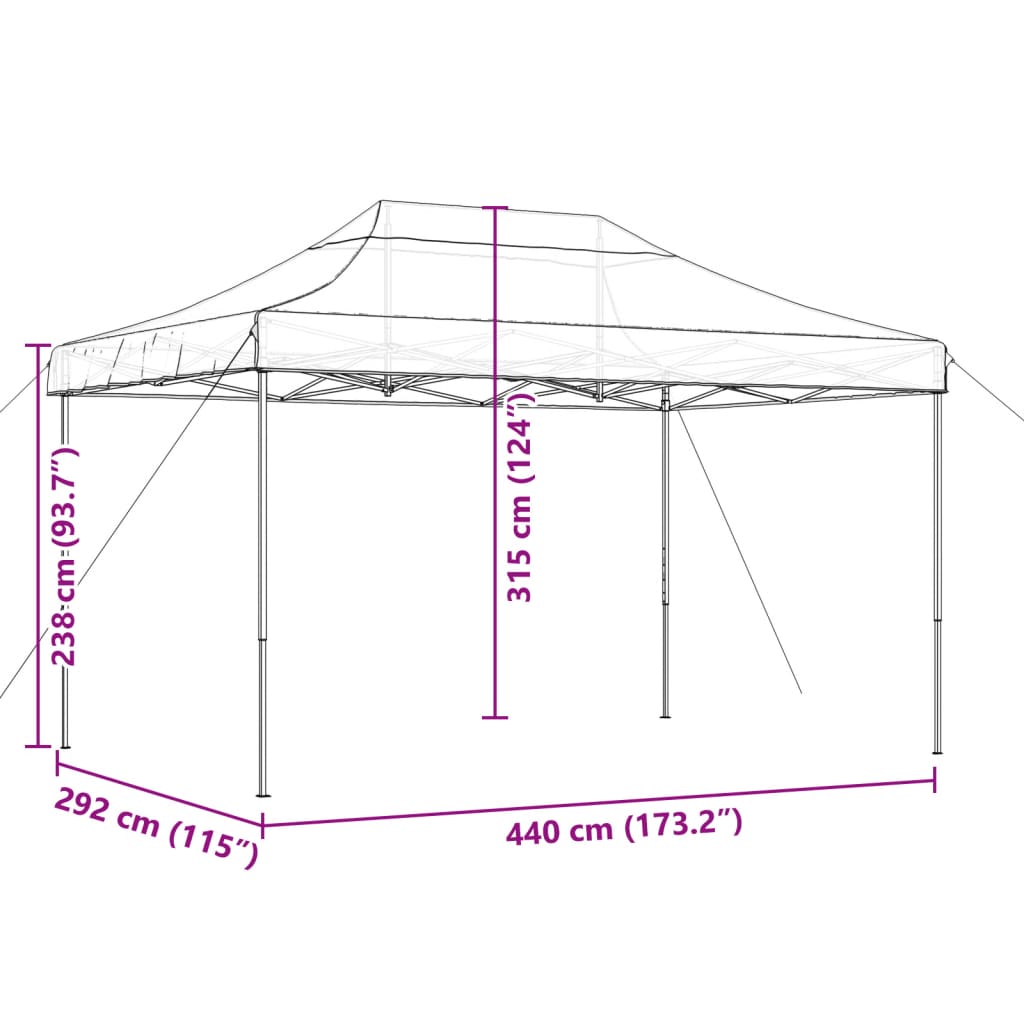 vidaXL Τέντα Εκδηλώσεων Πτυσσόμενη Pop-Up Μπεζ 440x292x315 εκ.