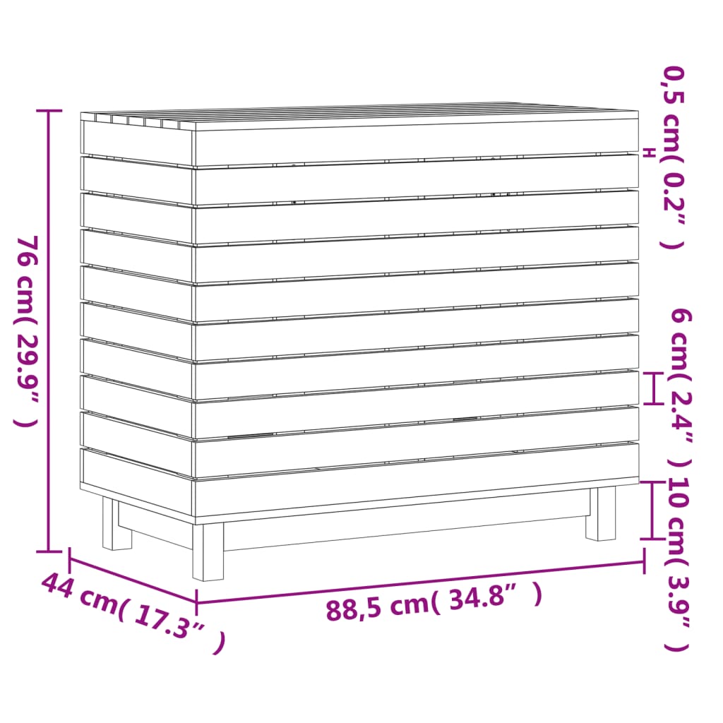 vidaXL Καλάθι Ρούχων 88,5 x 44 x 76 εκ. από Μασίφ Ξύλο Πεύκου