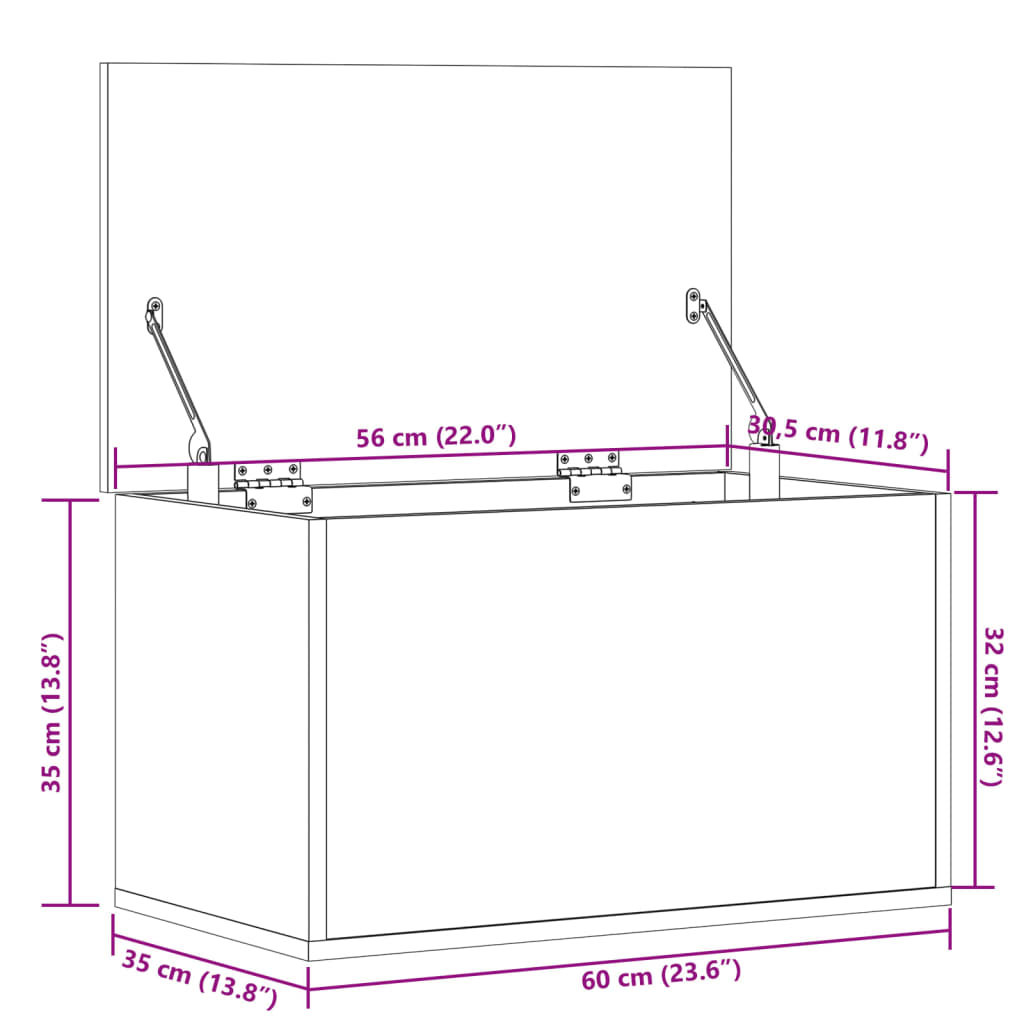 vidaXL Κουτί Αποθήκευσης Καπνιστή Δρυς 60x35x35 εκ. Επεξεργασμένο Ξύλο