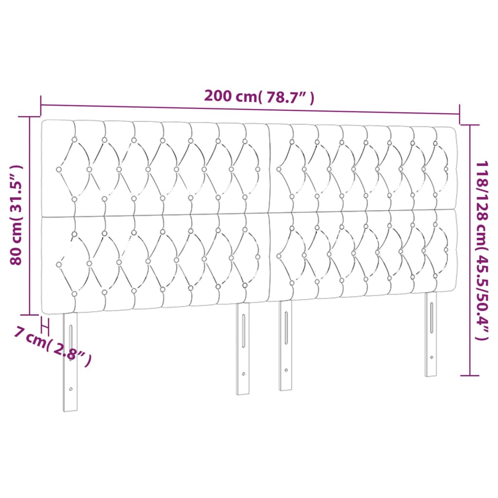 vidaXL Κεφαλάρι Κρεβατιού LED Ροζ 200x7x118/128 εκ. Βελούδινο