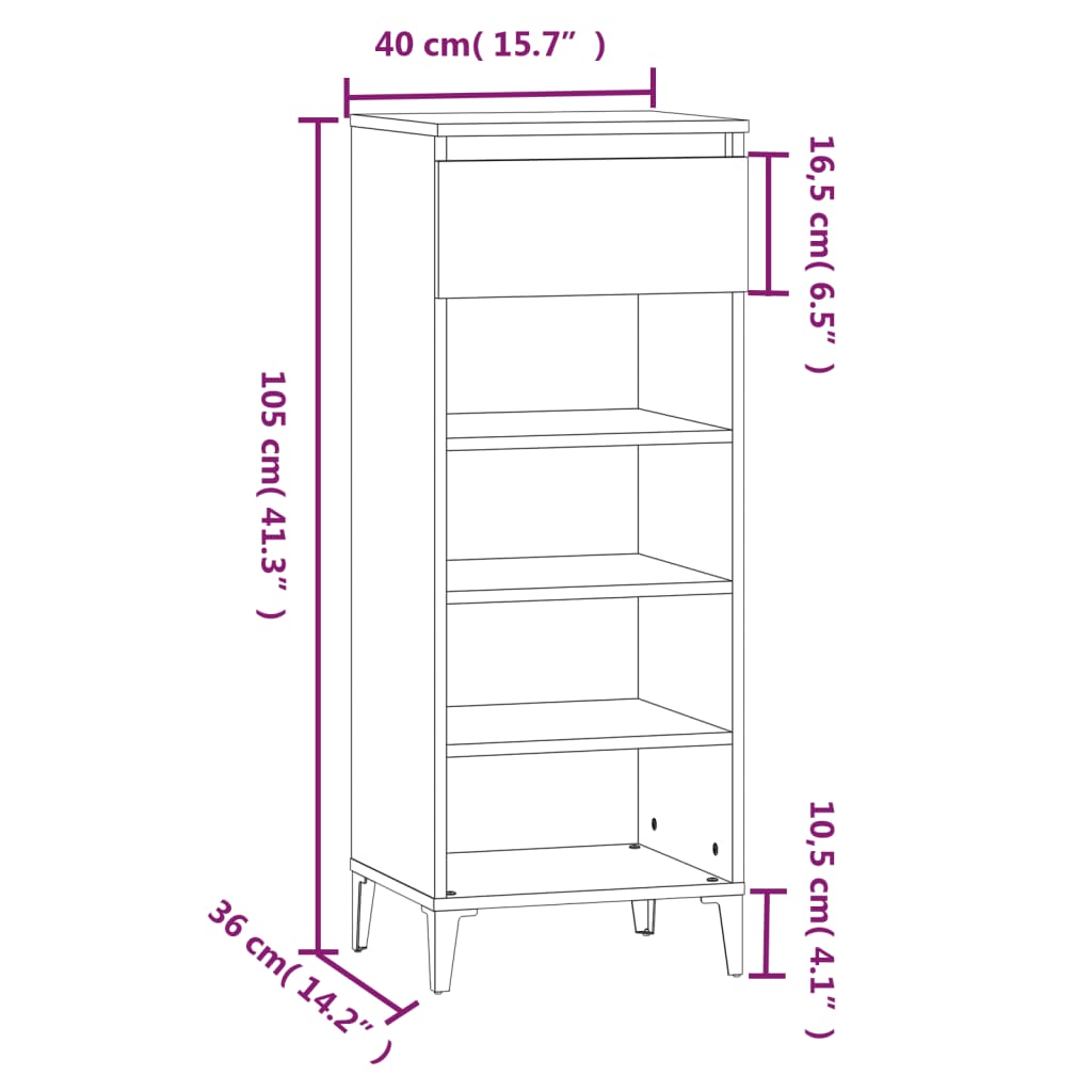 vidaXL Παπουτσοθήκη Sonoma Δρυς 40 x 36 x 105 εκ. Επεξεργασμένο Ξύλο