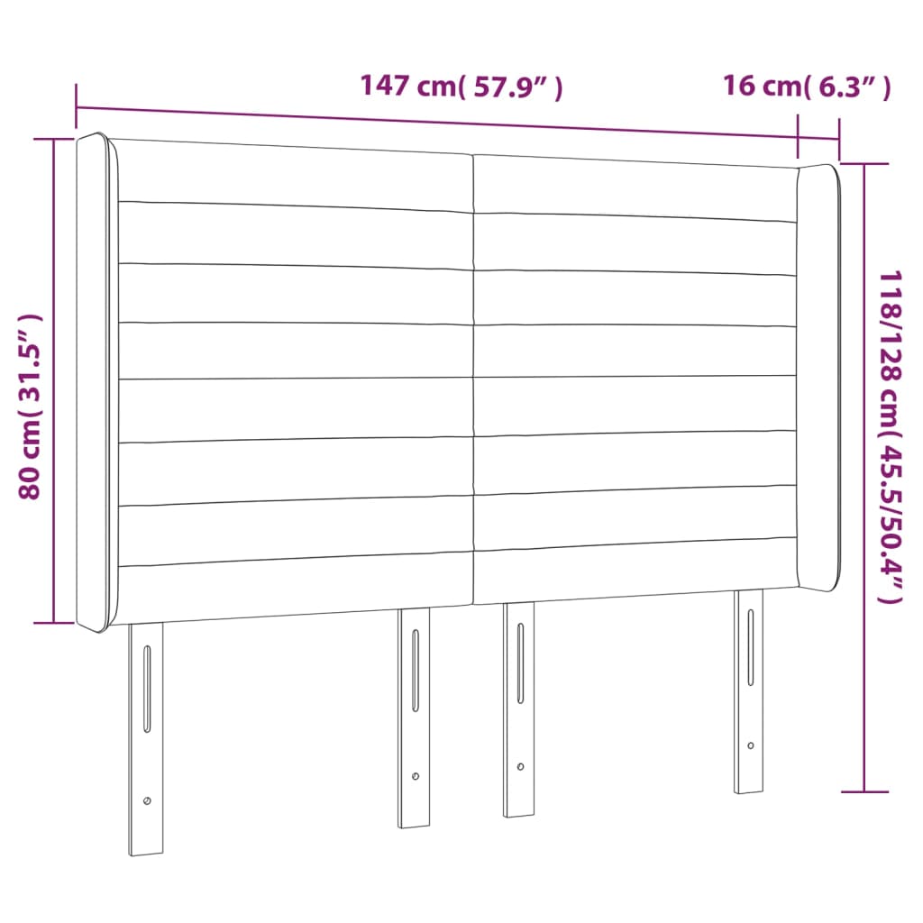 vidaXL Κεφαλάρι Κρεβατιού LED Σκούρο Γκρι 147x16x118/128εκ. Βελούδινο