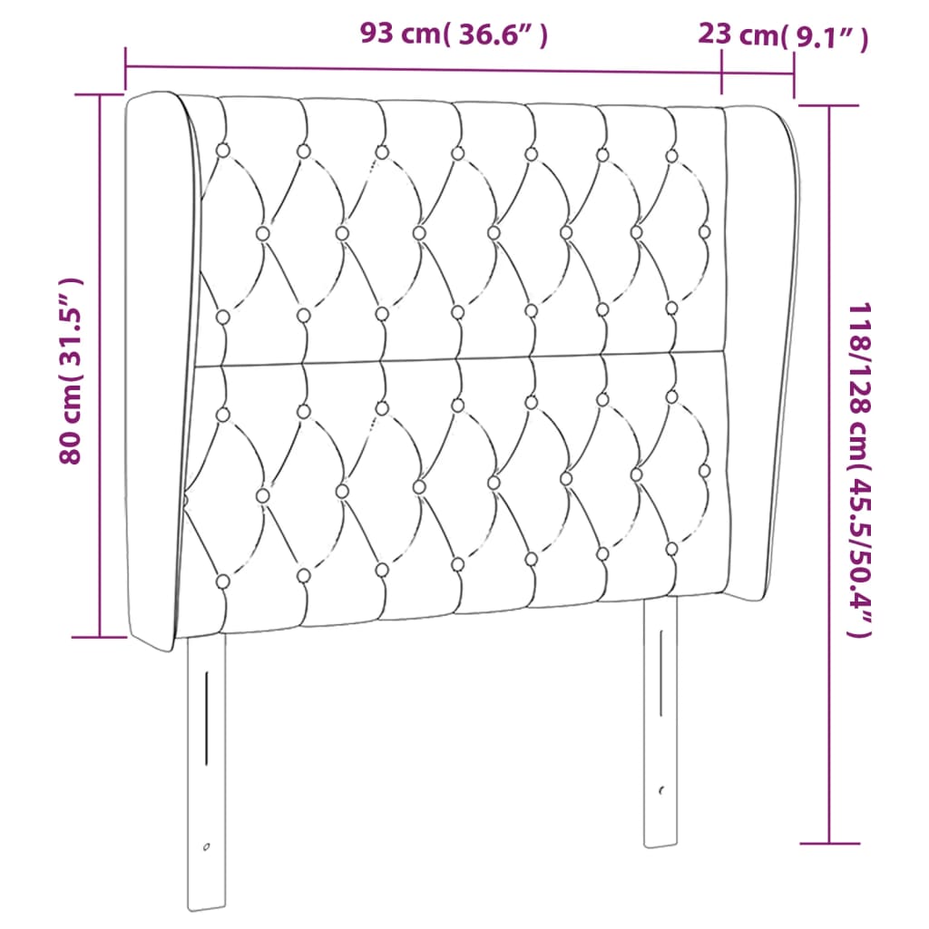 vidaXL Κεφαλάρι με Πτερύγια Ανοιχτό Γκρι 93x23x118/128 εκ. Υφασμάτινο