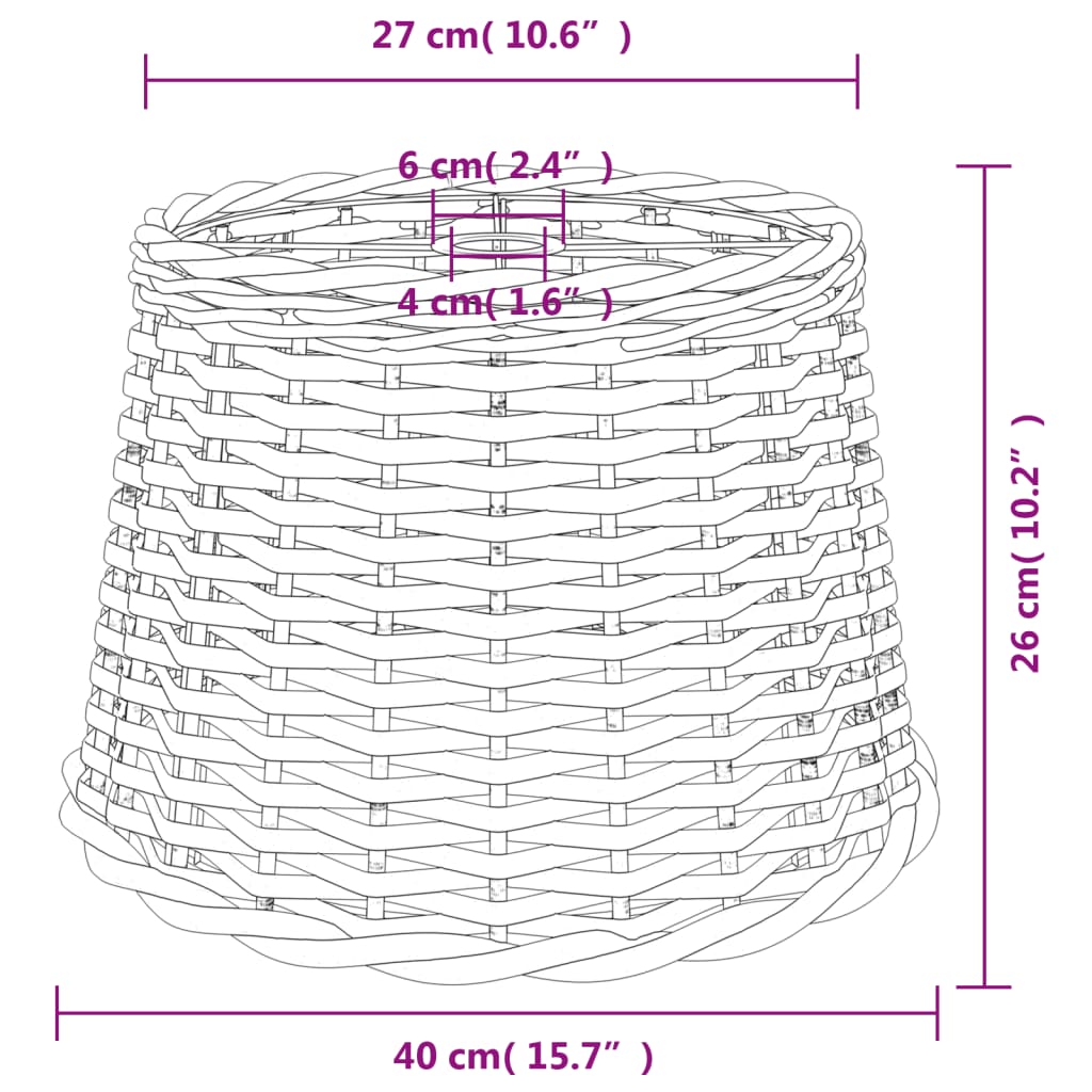 vidaXL Καπέλο Φωτιστικού Οροφής Λευκό Ø40x26 εκ. από Wicker