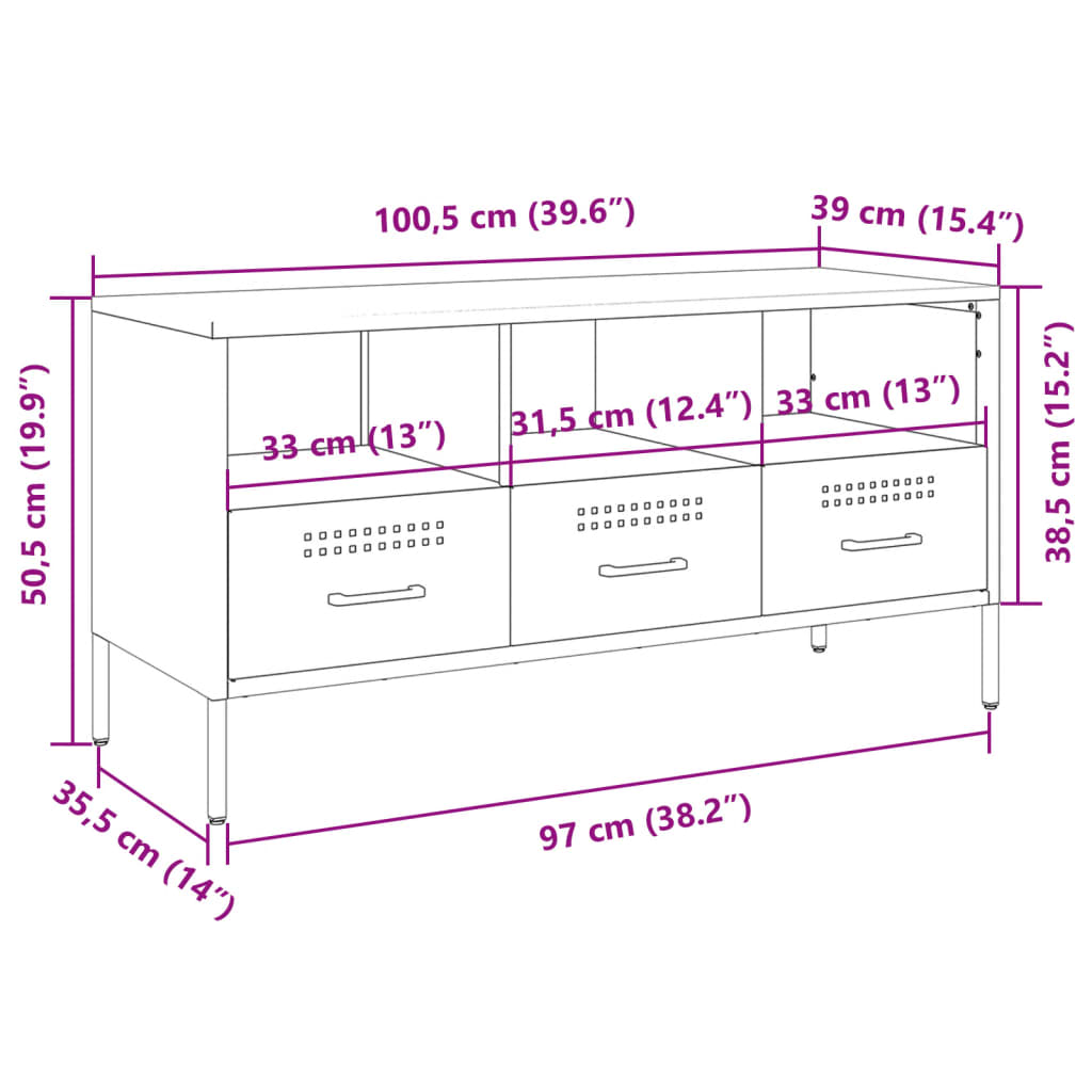 vidaXL Έπιπλο Τηλεόρασης Μουσταρδί 36x39x50,5 εκ. Ατσάλι Ψυχρής Έλασης