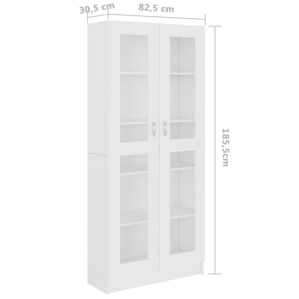 vidaXL Βιτρίνα Λευκή 82,5 x 30,5 x 185,5 εκ. Επεξ. Ξύλο