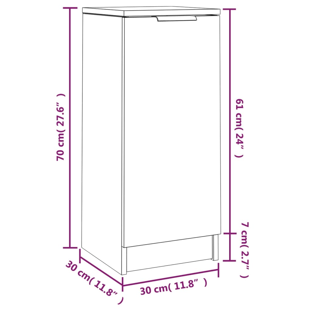 vidaXL Μπουφές Λευκά 30 x 30 x 70 εκ. από Επεξεργασμένο Ξύλο