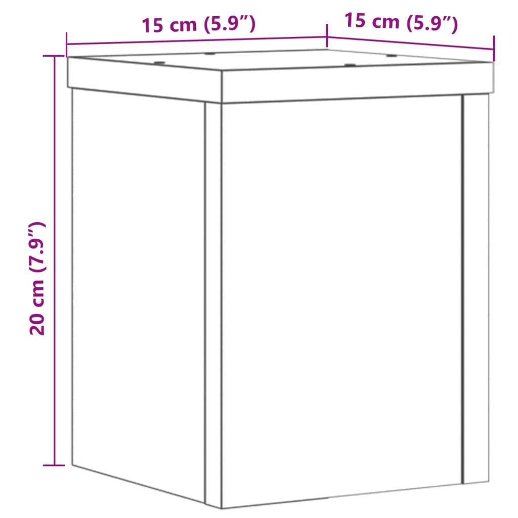 vidaXL Βάσεις Φυτών 2 τεμ. Μαύρες 15x15x20 εκ. από Επεξεργασμένο Ξύλο