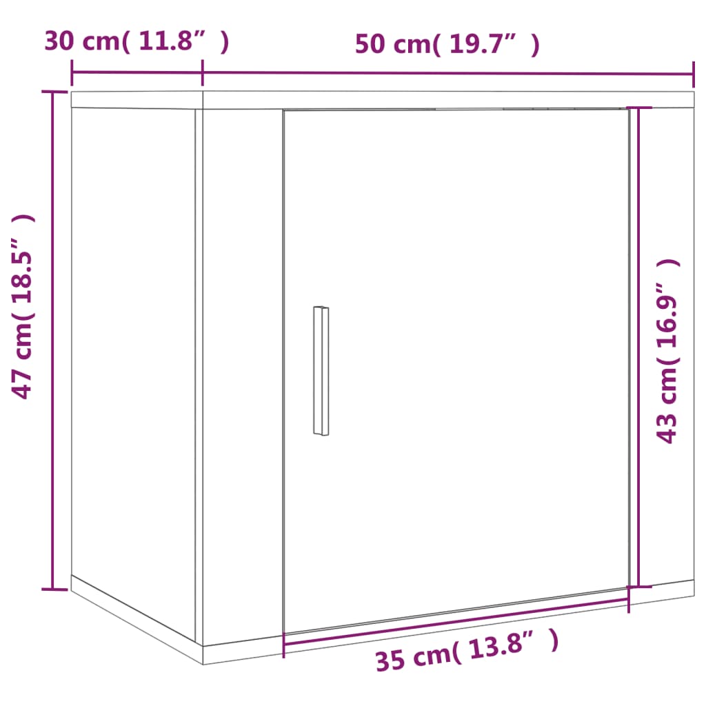 vidaXL Κομοδίνα Επιτοίχια 2 τεμ. Καφέ Δρυς 50x30x47 εκ.