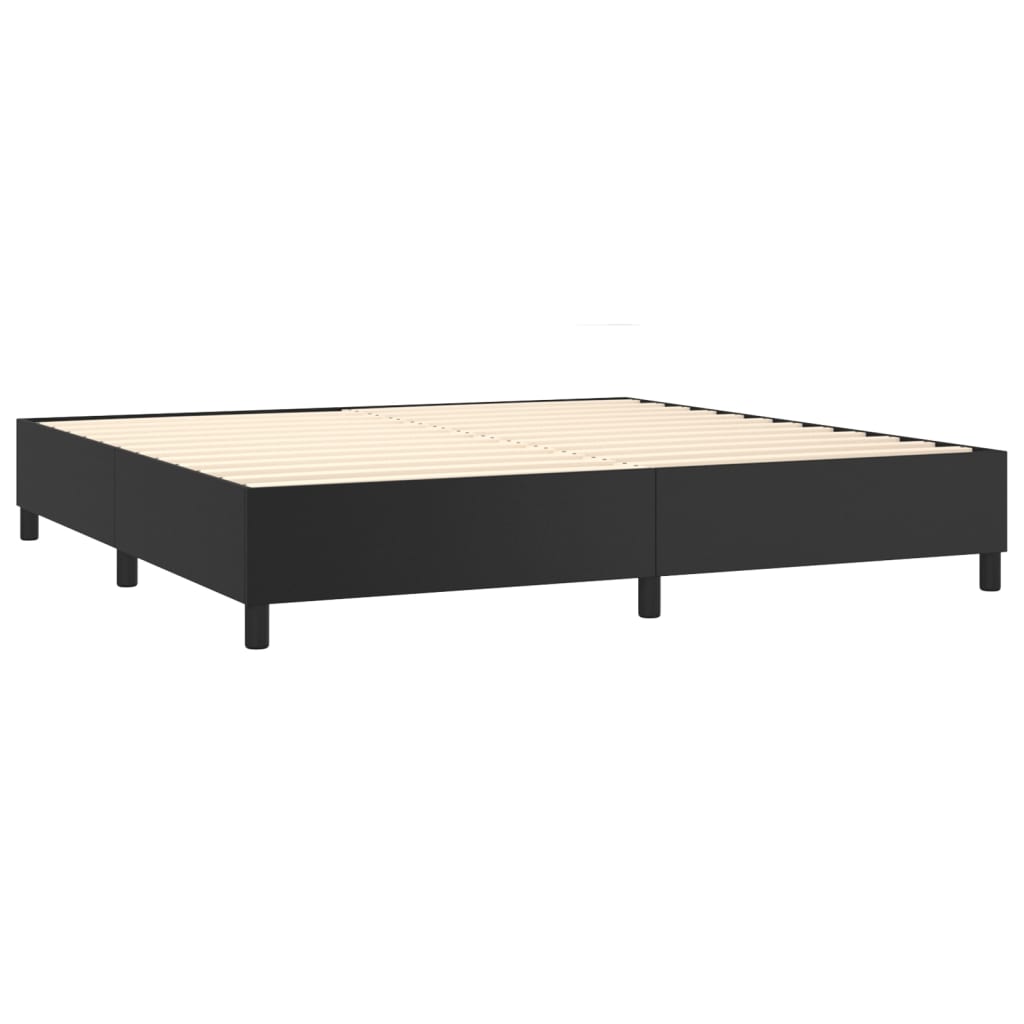 vidaXL Κρεβάτι Boxspring με Στρώμα Μαύρο 200x200 εκ. Συνθετικό Δέρμα