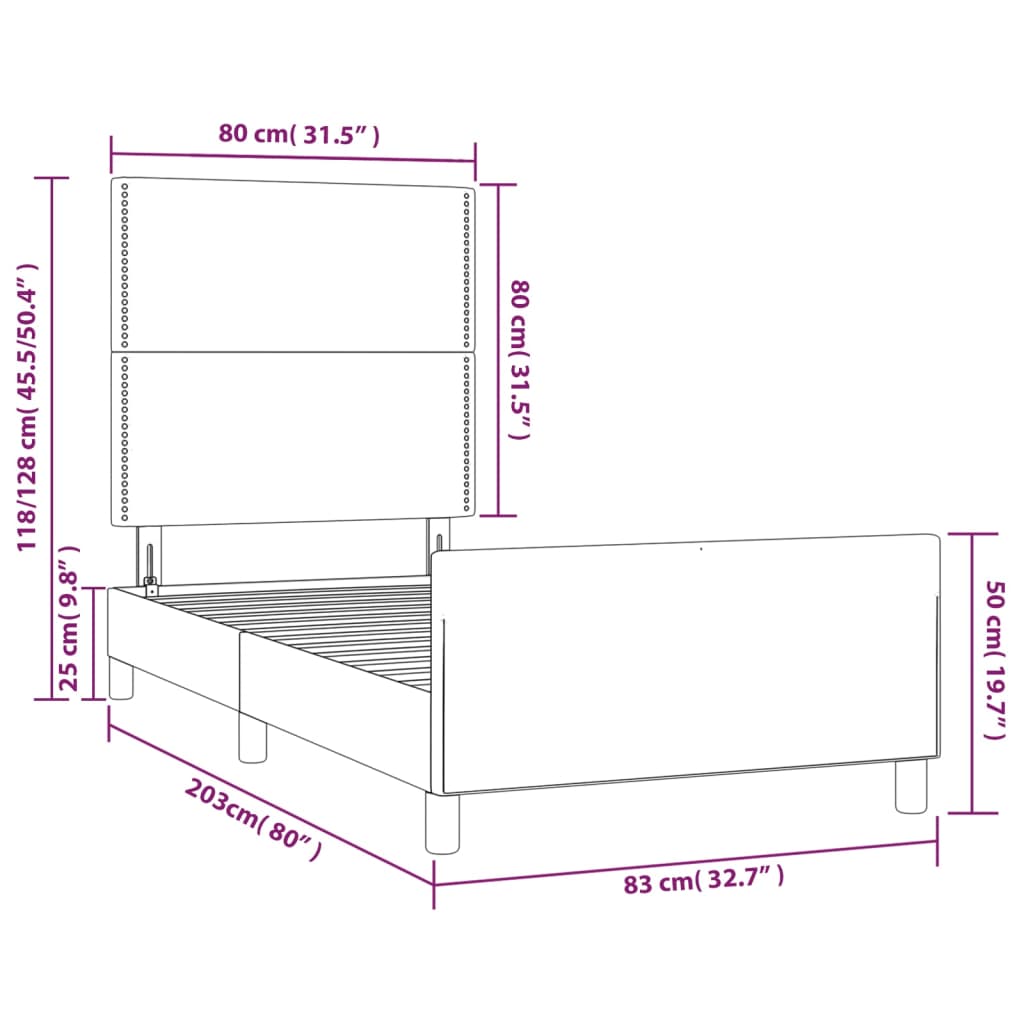 vidaXL Πλαίσιο Κρεβατιού με Κεφαλάρι Taupe 80x200 εκ. Υφασμάτινο