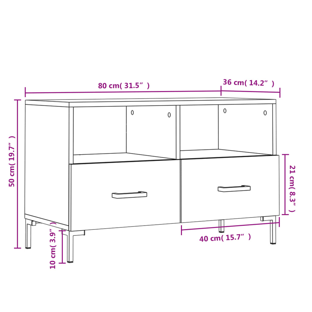 vidaXL Έπιπλο Τηλεόρασης Sonoma Δρυς 80x36x50 εκ. Επεξεργασμένο Ξύλο