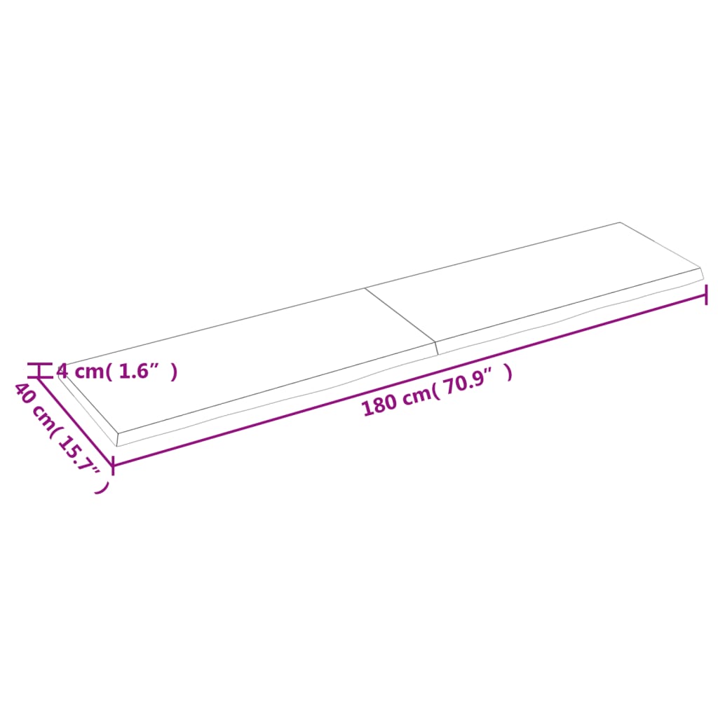 vidaXL Πάγκος Μπάνιου Σκούρο Καφέ 180x40x(2-4) εκ. Επεξεργ. Μασίφ Ξύλο