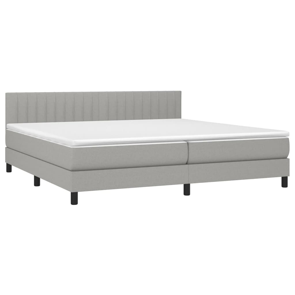 vidaXL Κρεβάτι Boxspring με Στρώμα Ανοιχτό Γκρι 200x200 εκ. Υφασμάτινο