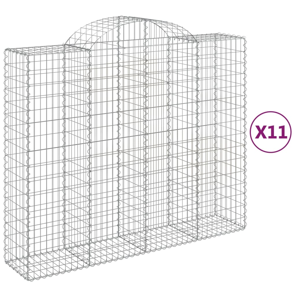 vidaXL Συρματοκιβώτια Τοξωτά 11 τεμ. 200x50x160/180 εκ. Γαλβαν. Ατσάλι