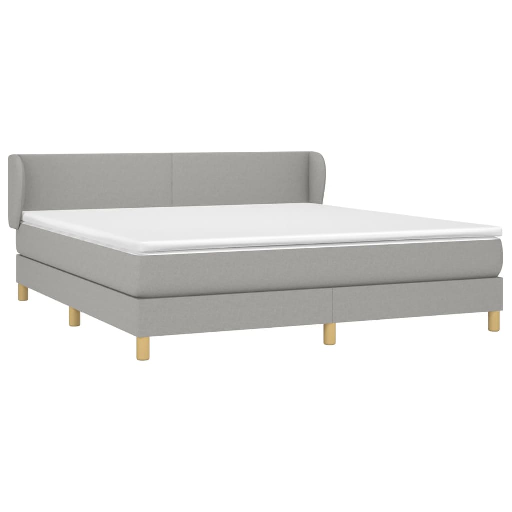 vidaXL Κρεβάτι Boxspring με Στρώμα Ανοιχτό Γκρι 180x200 εκ. Υφασμάτινο