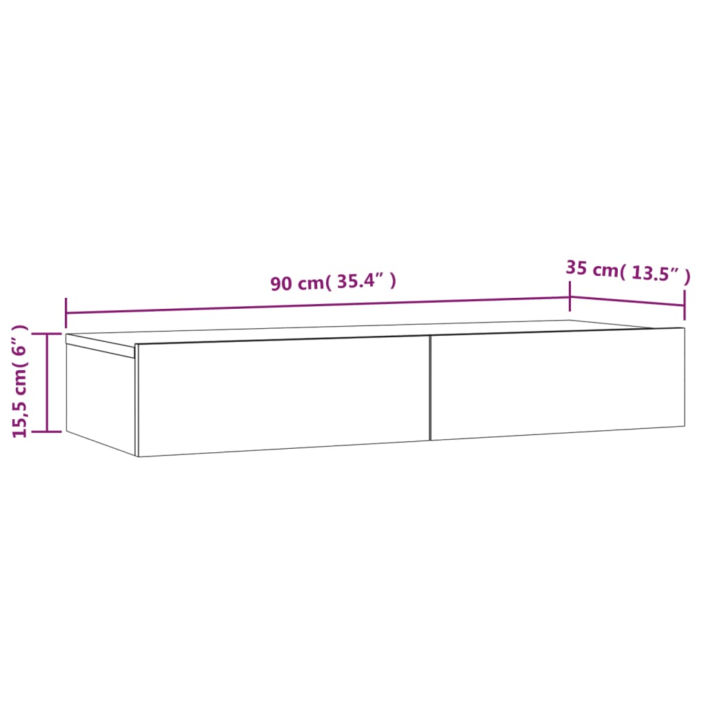 vidaXL Έπιπλο Τηλεόρασης με LED Γυαλιστερό Γκρι 90x35x15,5 εκ.