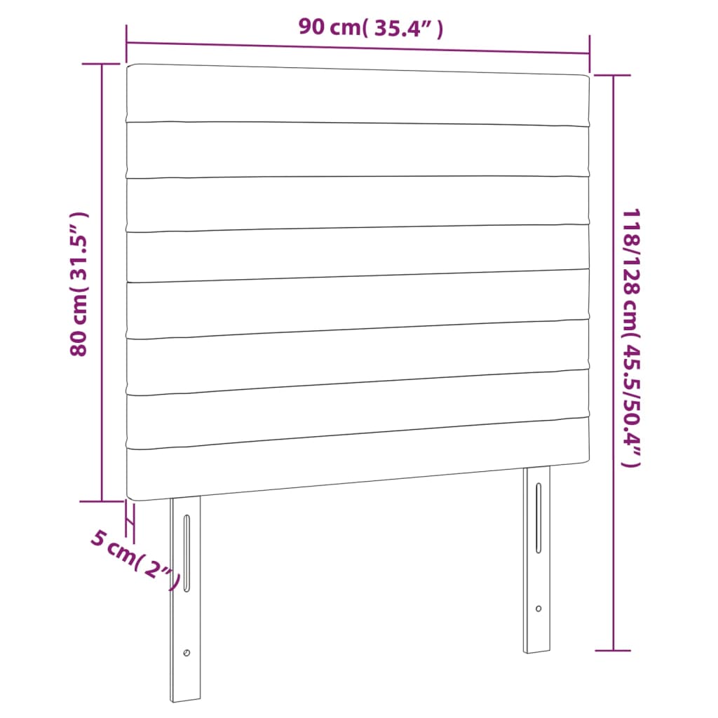 vidaXL Κεφαλάρια Κρεβατιού 2 τεμ. Κρεμ 90x5x78/88 εκ. Υφασμάτινο