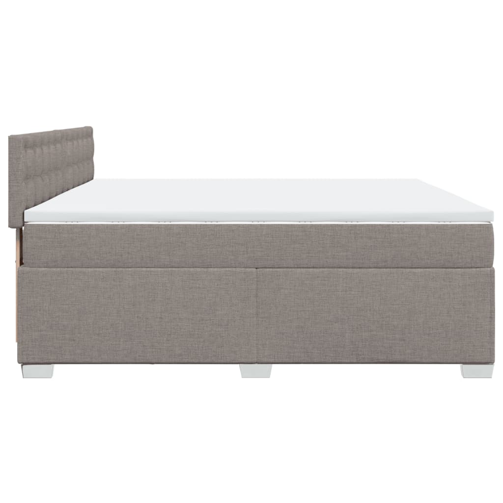 vidaXL Κρεβάτι Boxspring με Στρώμα Taupe 200x200 εκ. Υφασμάτινο