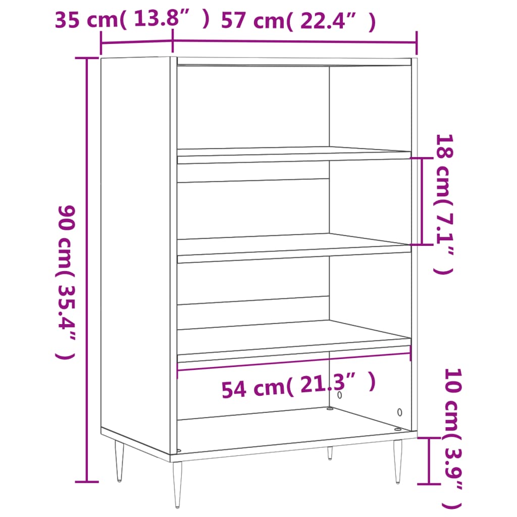 vidaXL Ραφιέρα Λευκή 57 x 35 x 90 από Επεξεργασμένο Ξύλο