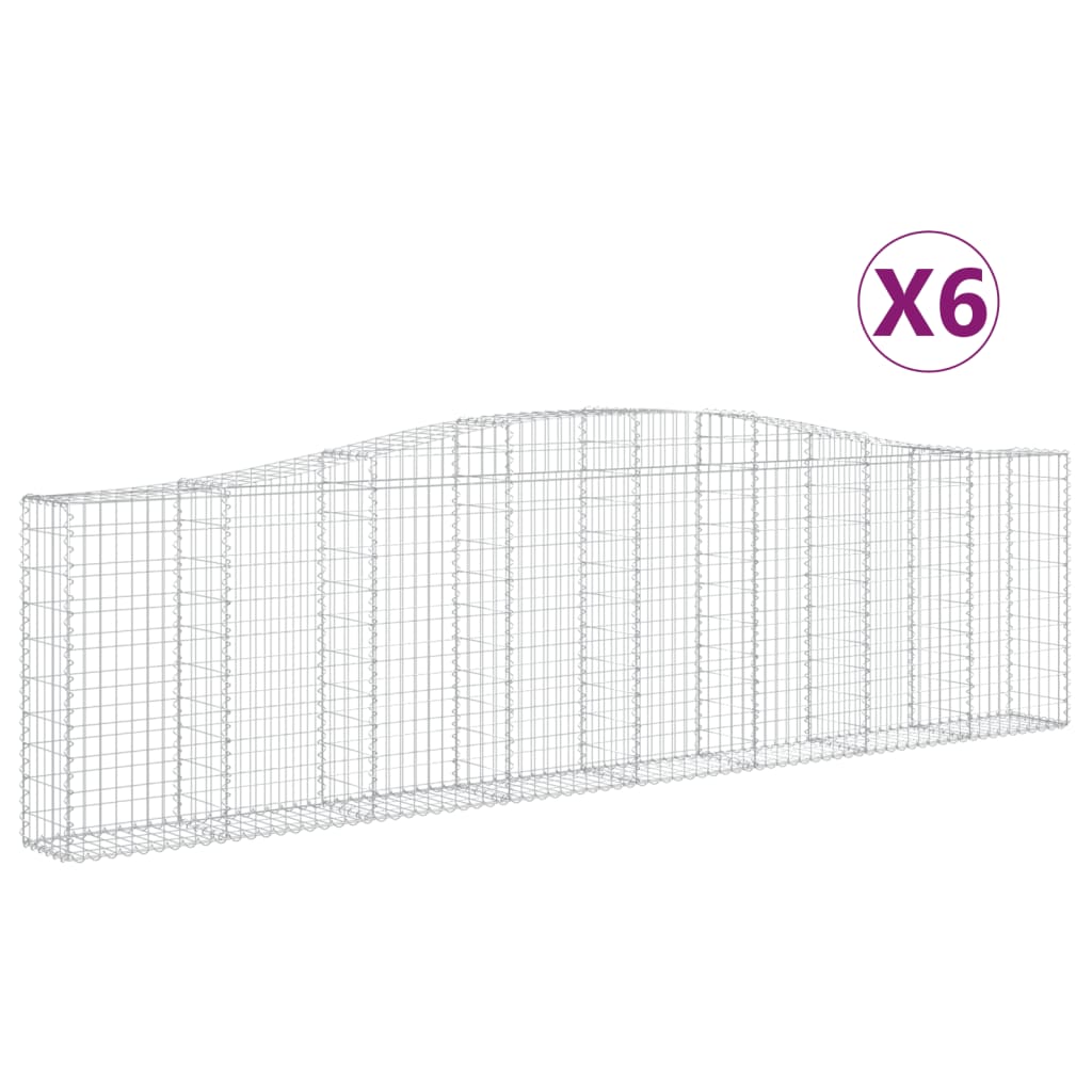 vidaXL Συρματοκιβώτια Τοξωτά 6 τεμ. 400x30x100/120 εκ. Γαλβαν. Ατσάλι