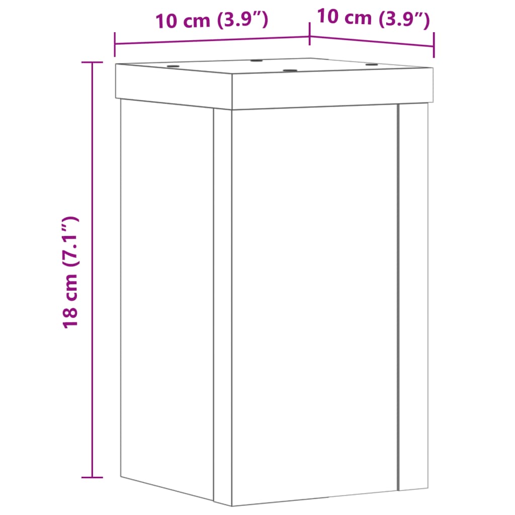 vidaXL Βάσεις Φυτών 2 Τεμ. Γκρι Sonoma 10x10x18 εκ. Επεξεργασμένο Ξύλο