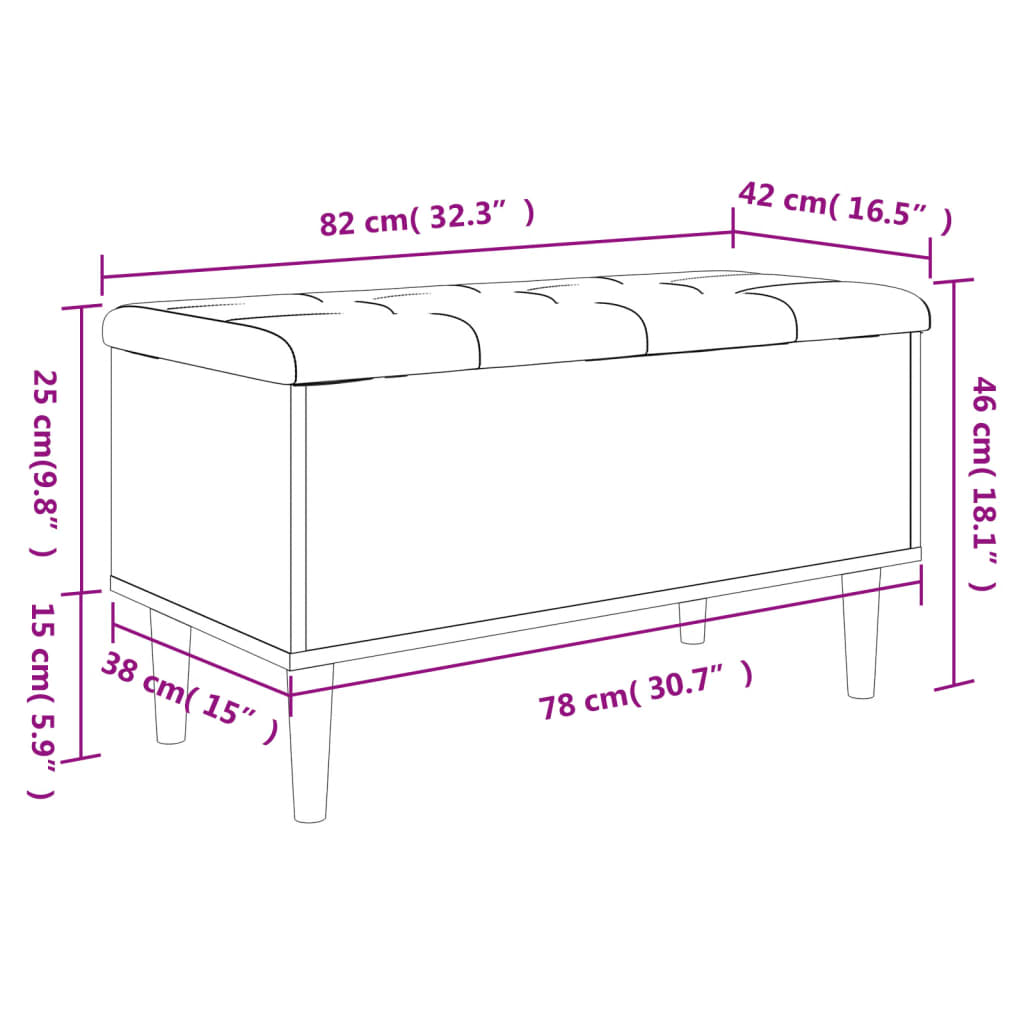 vidaXL Παγκάκι Αποθήκευσης Γκρι Sonoma 82x42x46 εκ. Επεξεργασμένο Ξύλο