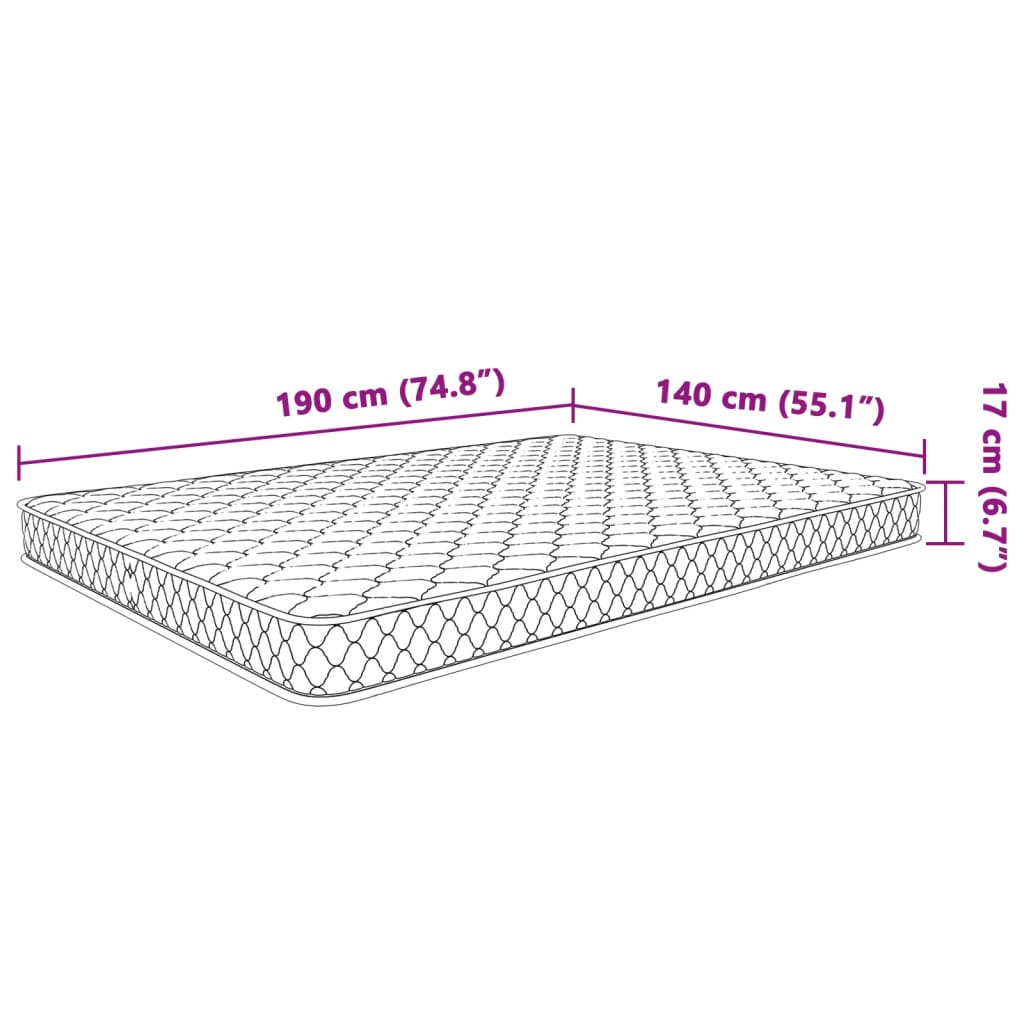 vidaXL Στρώμα με Αφρό Μνήμης Λευκό 140x190x17 εκ.