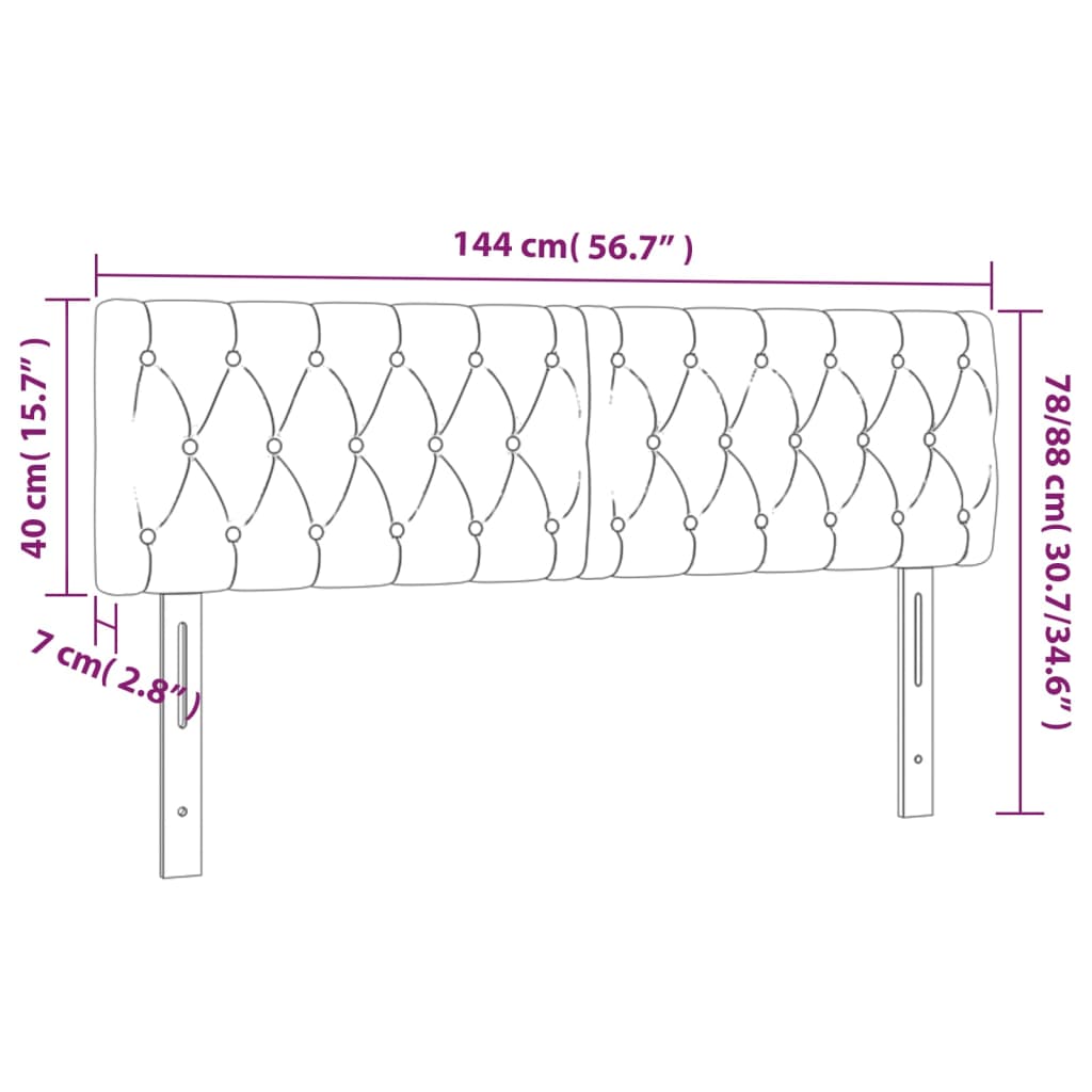 vidaXL Κεφαλάρι Κρεβατιού LED Σκούρο Γκρι 144x7x78/88 εκ. Υφασμάτινο