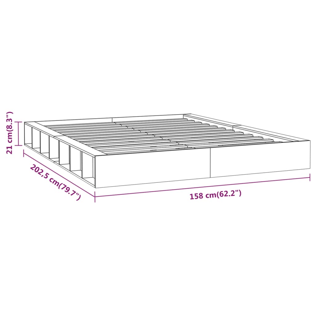 vidaXL Πλαίσιο Κρεβατιού 140 x 200 εκ. από Μασίφ Ξύλο