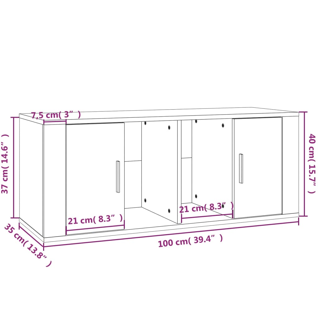 vidaXL Έπιπλο Τηλεόρασης Γκρι Sonoma 100x35x40 εκ. από Επεξεργ. Ξύλο