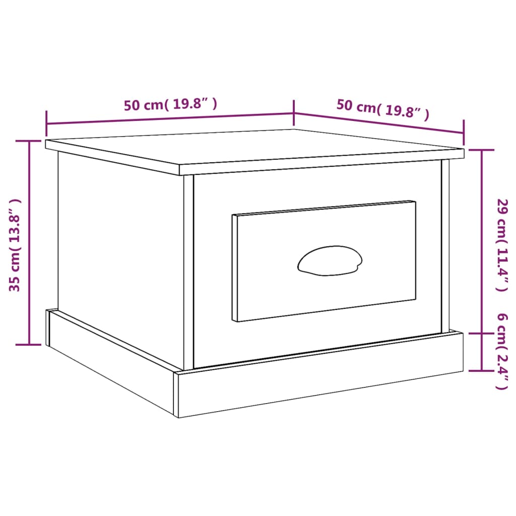 vidaXL Τραπεζάκι Σαλονιού Καφέ Δρυς 50x50x35 εκ. Επεξεργασμ. Ξύλο