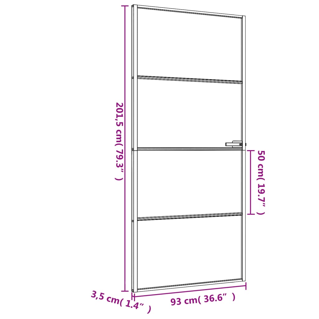 vidaXL Εσωτερική Πόρτα Μαύρη 93 x 201,5 εκ. Ψημένο Γυαλί & Αλουμίνιο