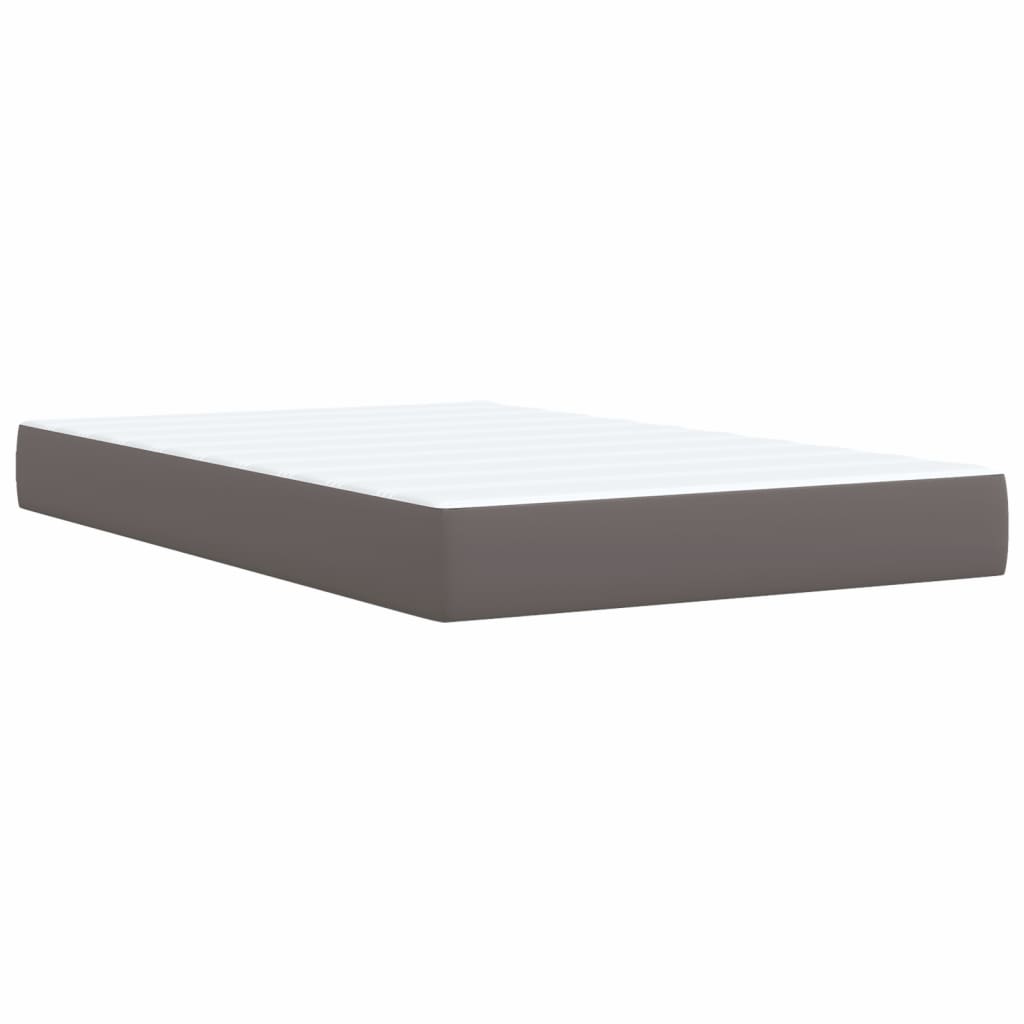 vidaXL Κρεβάτι Boxspring με Στρώμα Γκρι 120x190εκ. από Συνθετικό Δέρμα