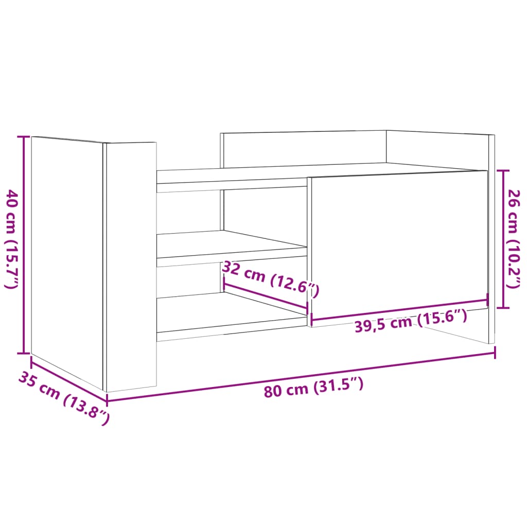 vidaXL Έπιπλο Τηλεόρασης Sonoma Δρυς 80x35x40 εκ. Επεξ. Ξύλο