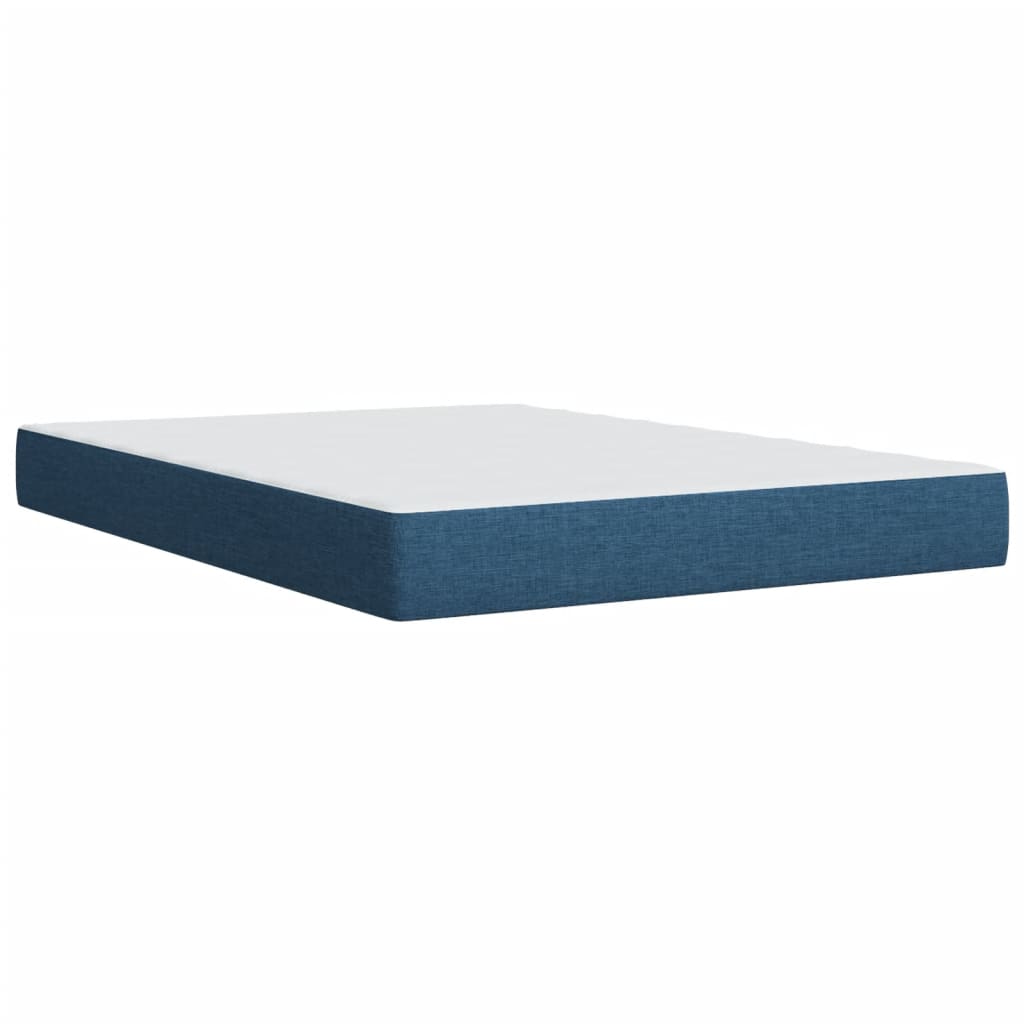 vidaXL Κρεβάτι Boxspring με Στρώμα Μπλε 160x200 εκ. Υφασμάτινο