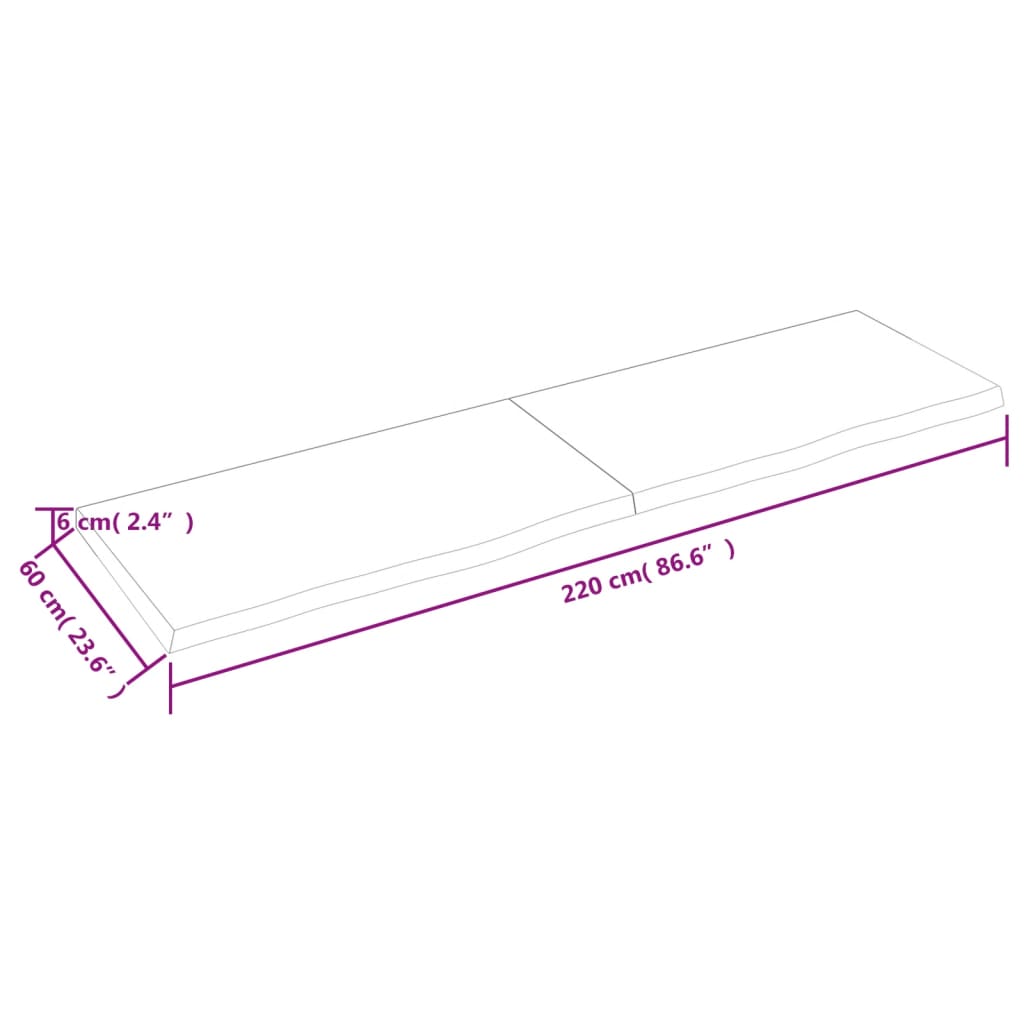 vidaXL Πάγκος Μπάνιου Αν. Καφέ 220x60x(2-6) εκ. Επεξεργ. Μασίφ Ξύλο