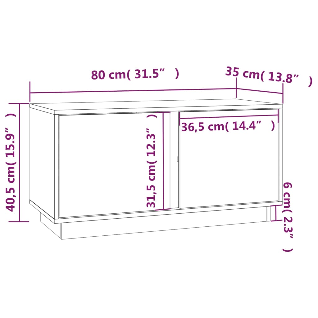 vidaXL Έπιπλο Τηλεόρασης Μαύρο 80x35x40,5 εκ. από Μασίφ Ξύλο Πεύκου