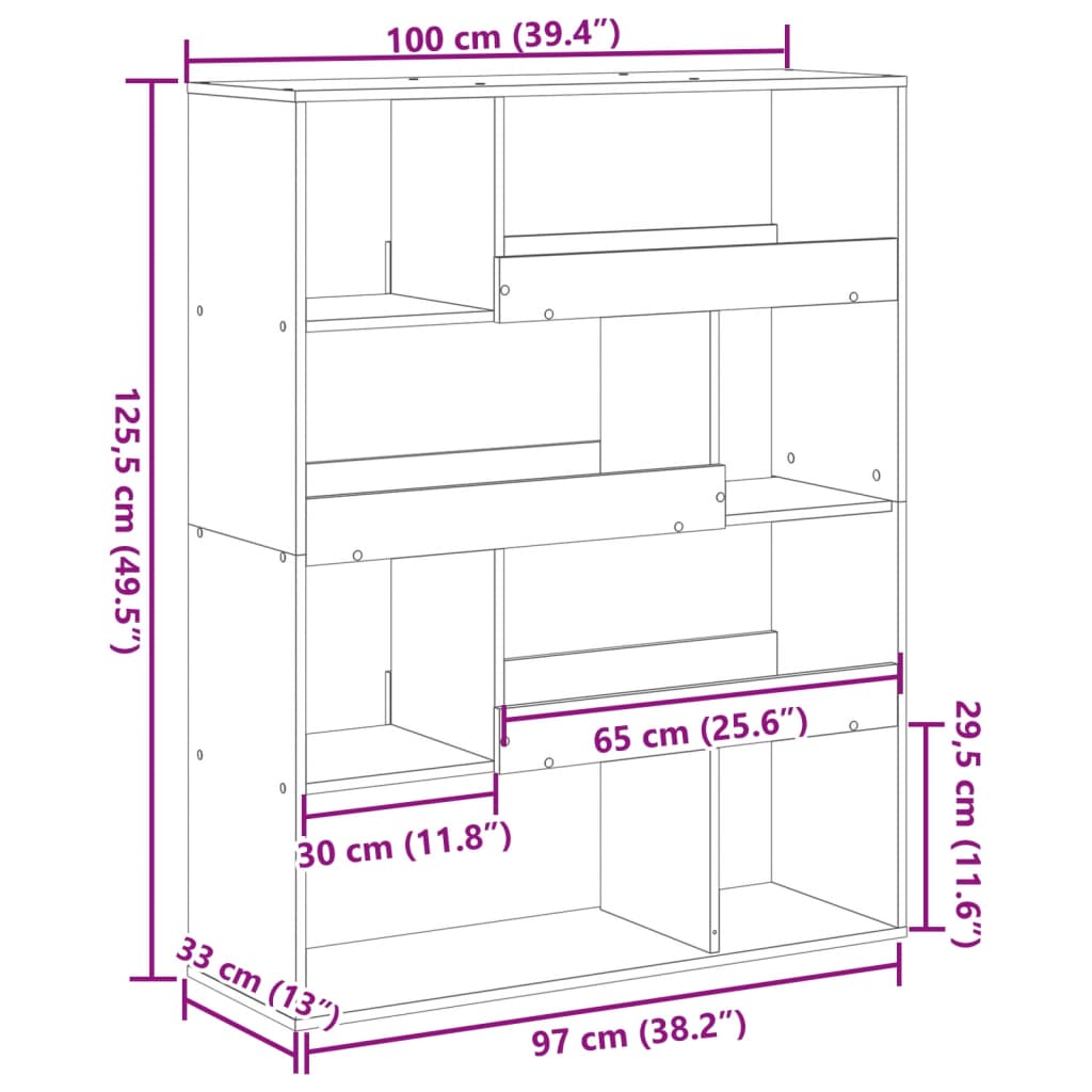 vidaXL Βιβλιοθήκη/Διαχωριστικό Χώρου Λευκό 100x33x125,5 εκ. Επεξ. Ξύλο