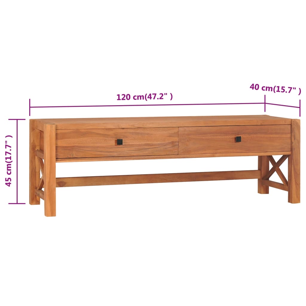 vidaXL Έπιπλο Τηλεόρασης με Συρτάρια 120x40x45 εκ. από Μασίφ Ξύλο Teak