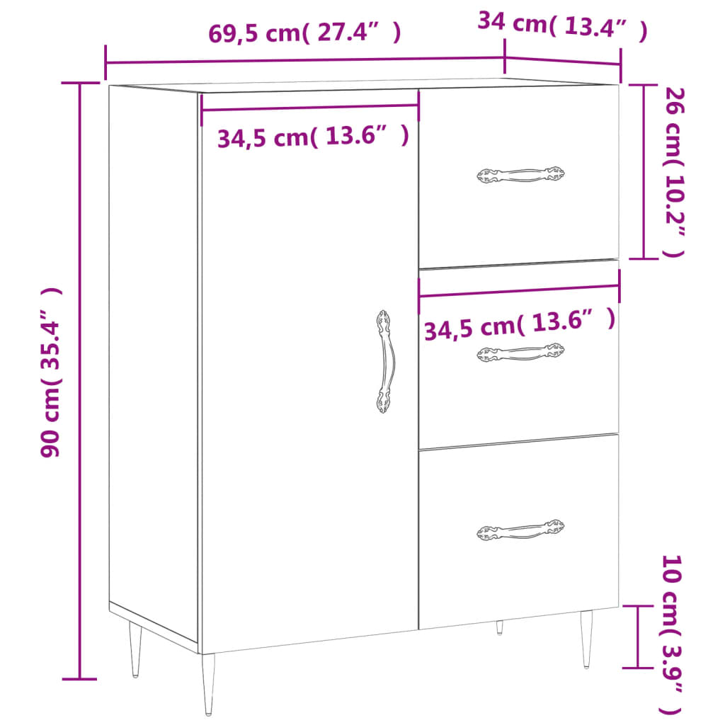 vidaXL Ντουλάπι Καπνιστή Δρυς 69,5 x 34 x 90 εκ. Επεξεργασμένο Ξύλο