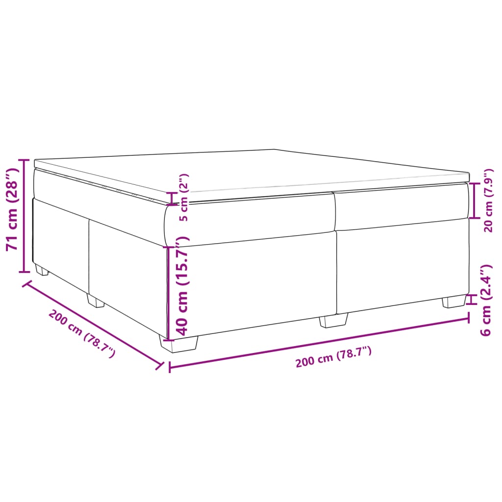 vidaXL Κρεβάτι Boxspring με Στρώμα Σκούρο Πράσινο 200x200εκ. Βελούδινο