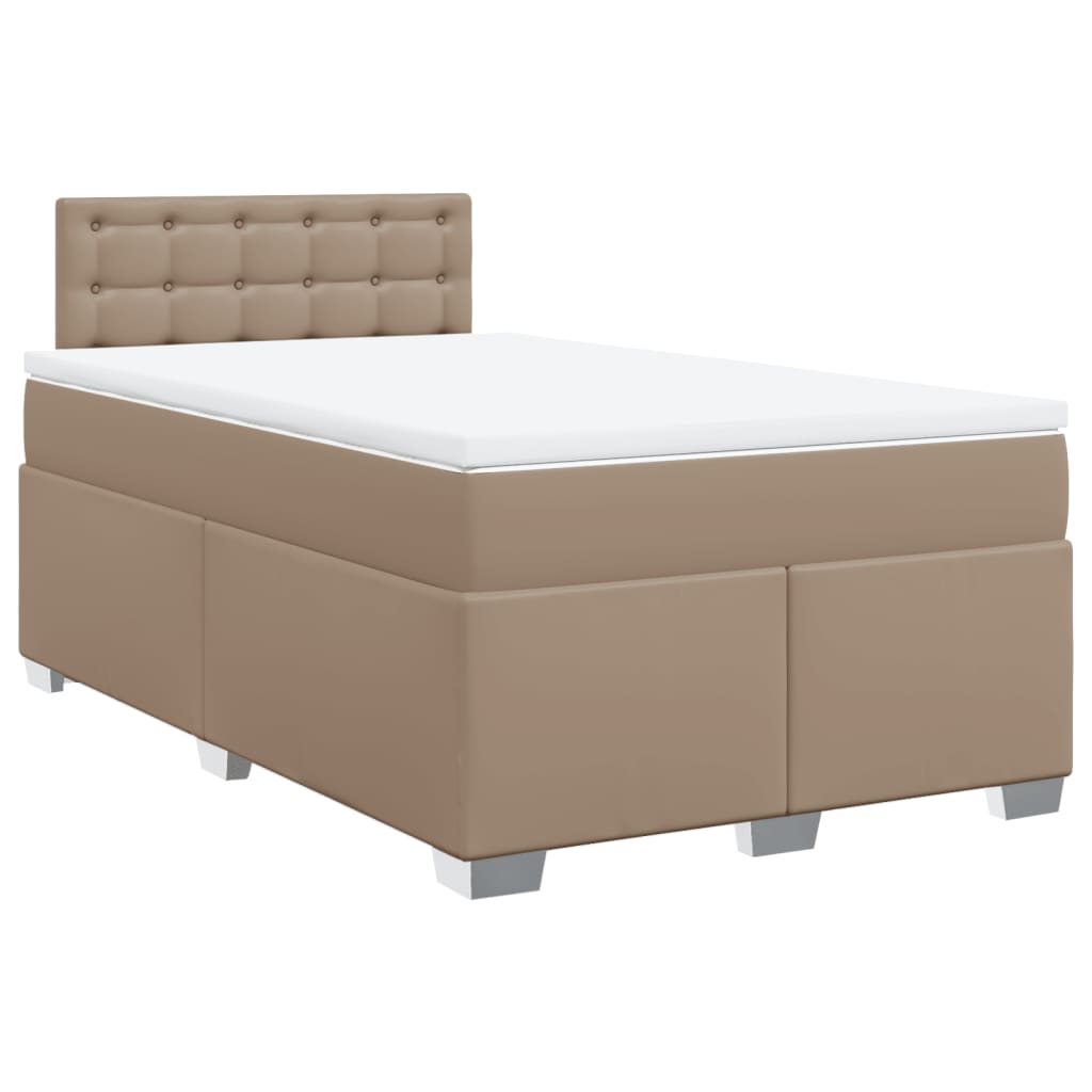 vidaXL Κρεβάτι Boxspring με Στρώμα Καπουτσίνο 120x200εκ.από Συνθ.Δέρμα